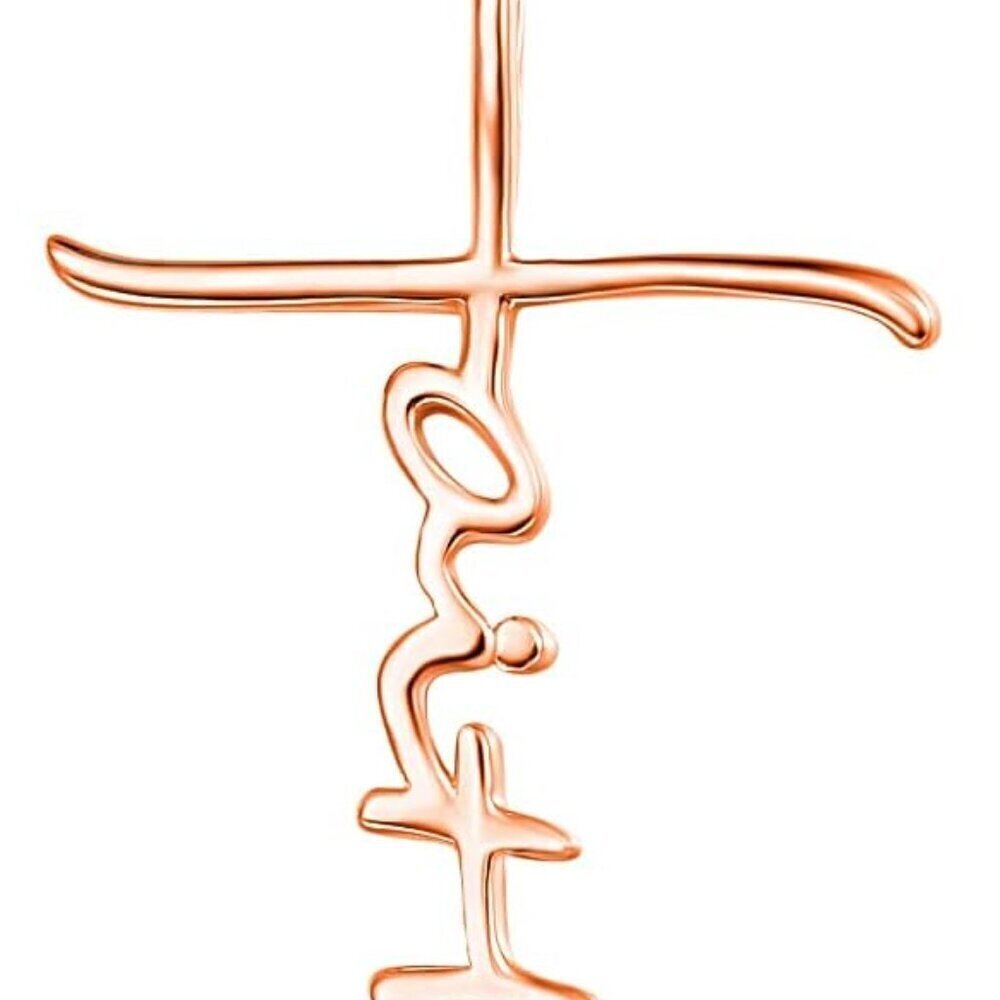 Rose Gold Cross Necklace for Women 925 Sterling Silver